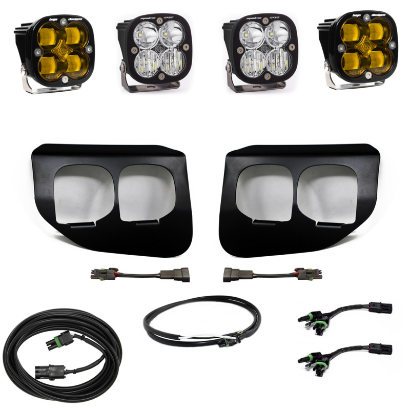 Ford Super Duty Fog Light Pocket Kit - Baja Designs - FPK SAE/Sport DC w/Upfitter - Amber - `20-`27